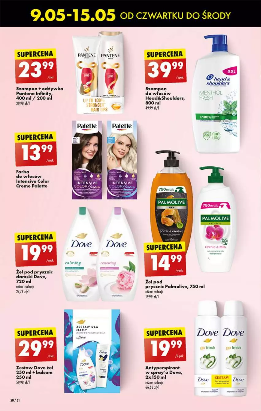 Gazetka promocyjna Biedronka - od Czwartku - ważna 09.05 do 15.05.2024 - strona 50 - produkty: Antyperspirant, Color Creme, Dove, Fa, Farba do włosów, Koc, Odżywka, Palette, Palmolive, Pantene, Por, Szampon