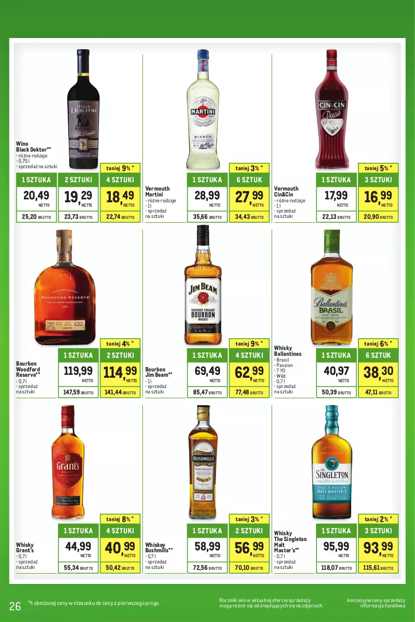 Gazetka promocyjna Makro - Kupujesz więcej płacisz mniej - oferta z alkoholem - ważna 01.08 do 31.08.2023 - strona 26 - produkty: Bourbon, Bushmills, Gra, Jim Beam, Lack, Martini, Ser, Vermouth, Whiskey, Whisky, Wino