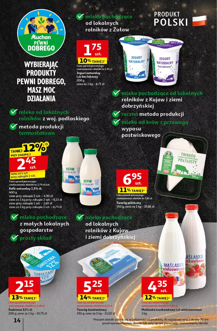 Gazetka promocyjna Auchan - Pewność Niskich Cen Hipermarket - ważna 21.11 do 27.11.2024 - strona 16 - produkty: Jogurt, Jogurt naturalny, Kefir, Kefir naturalny, Maślanka, Podlaski, Rolnik, Twaróg, Twaróg śmietankowy