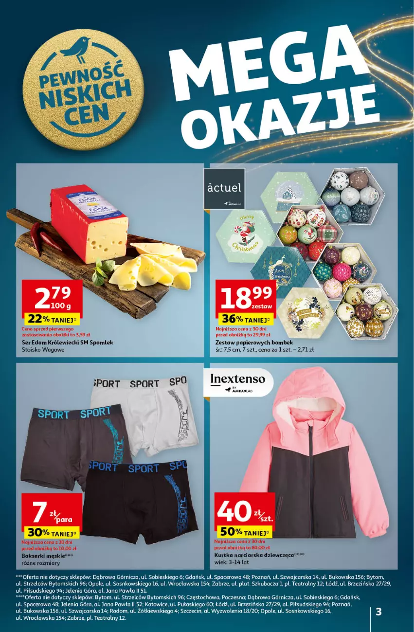 Gazetka promocyjna Auchan - Pewność Niskich Cen Hipermarket - ważna 21.11 do 27.11.2024 - strona 3 - produkty: Acer, Bokserki, Cars, Edam, Kurtka, Papier, Ser, Sos