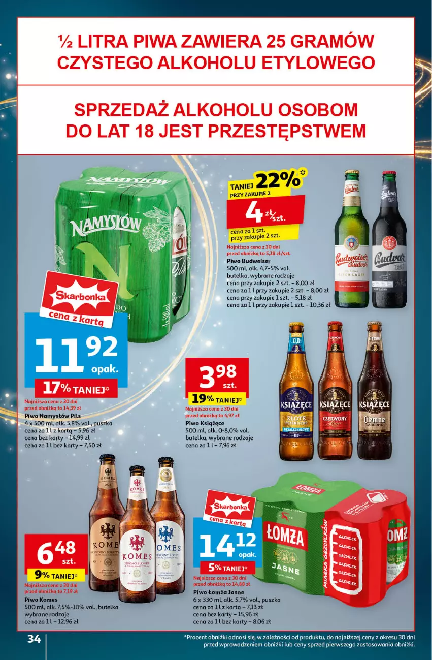 Gazetka promocyjna Auchan - Pewność Niskich Cen Hipermarket - ważna 21.11 do 27.11.2024 - strona 36 - produkty: Książęce, Namysłów, Piwo, Ser