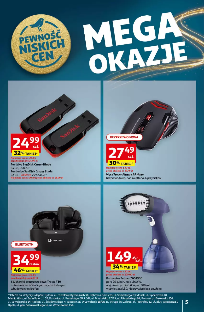 Gazetka promocyjna Auchan - Pewność Niskich Cen Hipermarket - ważna 21.11 do 27.11.2024 - strona 5 - produkty: Acer, Cars, LANA, Mikrofon, Mysz, Parownica, Pendrive, Słuchawki, Słuchawki bezprzewodowe, Sos, Zelmer