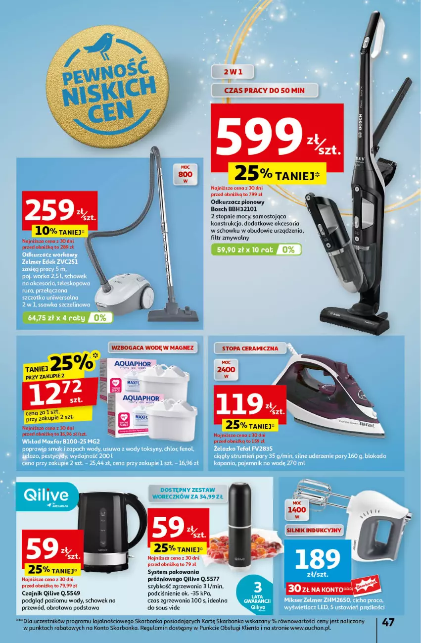 Gazetka promocyjna Auchan - Pewność Niskich Cen Hipermarket - ważna 21.11 do 27.11.2024 - strona 53 - produkty: Aquaphor, Bosch, Czajnik, Gra, Magnez, Odkurzacz, Przewód, Top