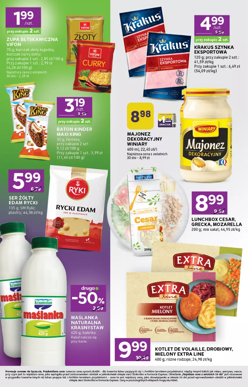 Gazetka promocyjna Stokrotka - Stokrotka Express - ważna 14.05 do 20.05.2026 - strona 4 - produkty: Edam, Kotlet, Krakus, Majonez, Maślanka, Mięso, Owoce, Por, Pur, Rycki Edam, Sałat, Ser, Sport, Szynka, Warzywa, Winiary