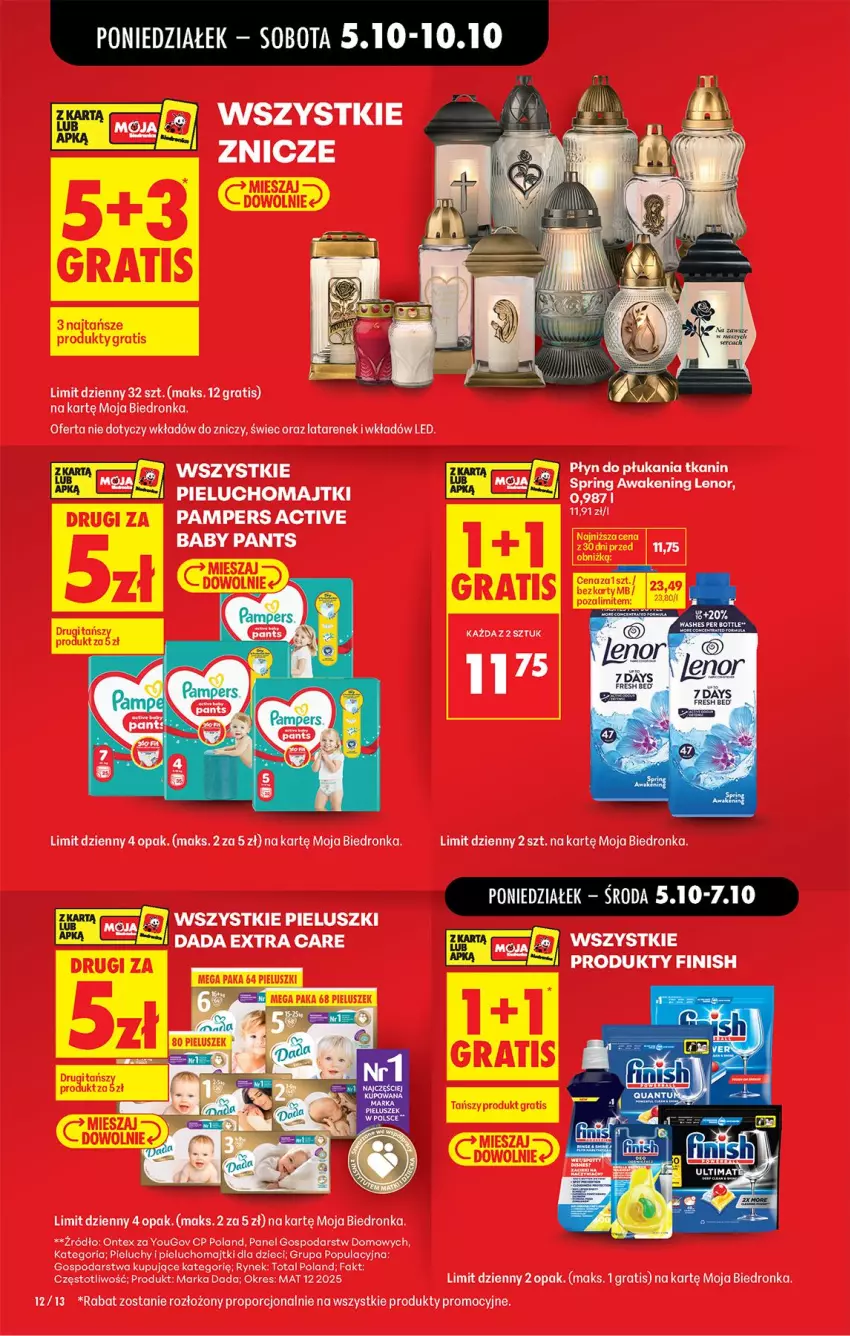 Gazetka promocyjna Biedronka - Od Poniedziałku - ważna 05.10 do 07.10.2026 - strona 15 - produkty: Dada, Dzieci, Fa, Finish, Gra, Lenor, Majtki, Pampers, Pieluchomajtki, Pieluchy, Por, Znicz