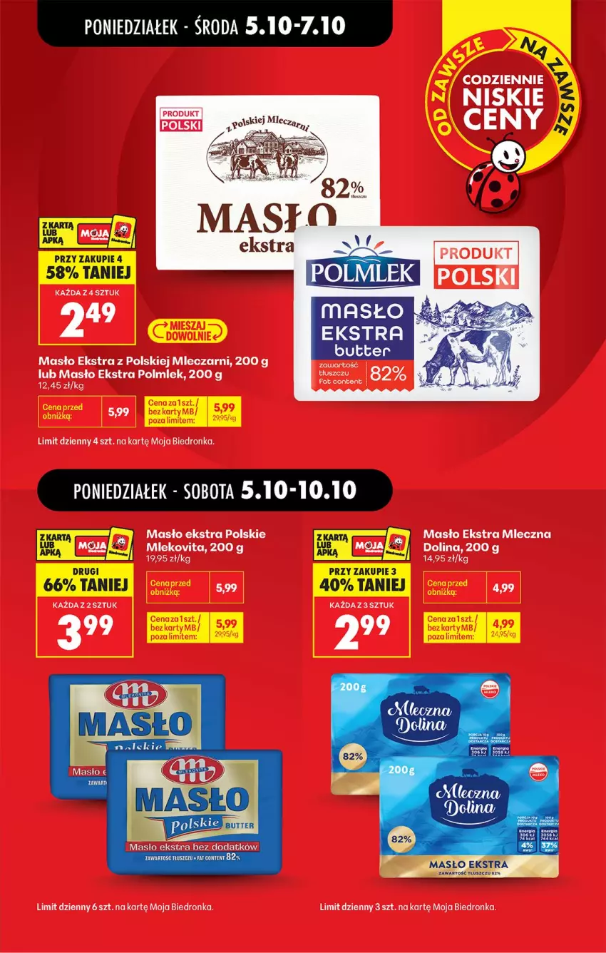 Gazetka promocyjna Biedronka - Od Poniedziałku - ważna 05.10 do 07.10.2026 - strona 3 - produkty: Masło, Mleko, Mlekovita, POLMLEK