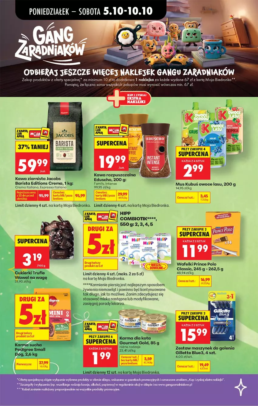 Gazetka promocyjna Biedronka - Od Poniedziałku - ważna 05.10 do 07.10.2026 - strona 50 - produkty: Cukier, Cukierki, Dada, Fa, Gillette, Gourmet Gold, HiPP, Jacobs, Kawa, Kawa rozpuszczalna, Klej, Kubuś, Mięta, Mleko, Mus, O nas, Owoce, Por, Prince Polo, Wawel