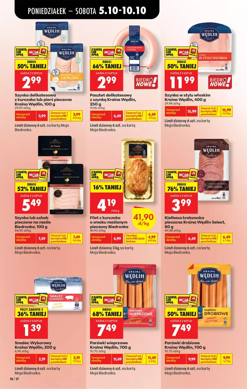 Gazetka promocyjna Biedronka - Od Poniedziałku - ważna 05.10 do 07.10.2026 - strona 51 - produkty: Fa, Kiełbasa, Kurczak, Parówki, Pasztet, Piec, Smalec, Szynka, Szynka delikatesowa