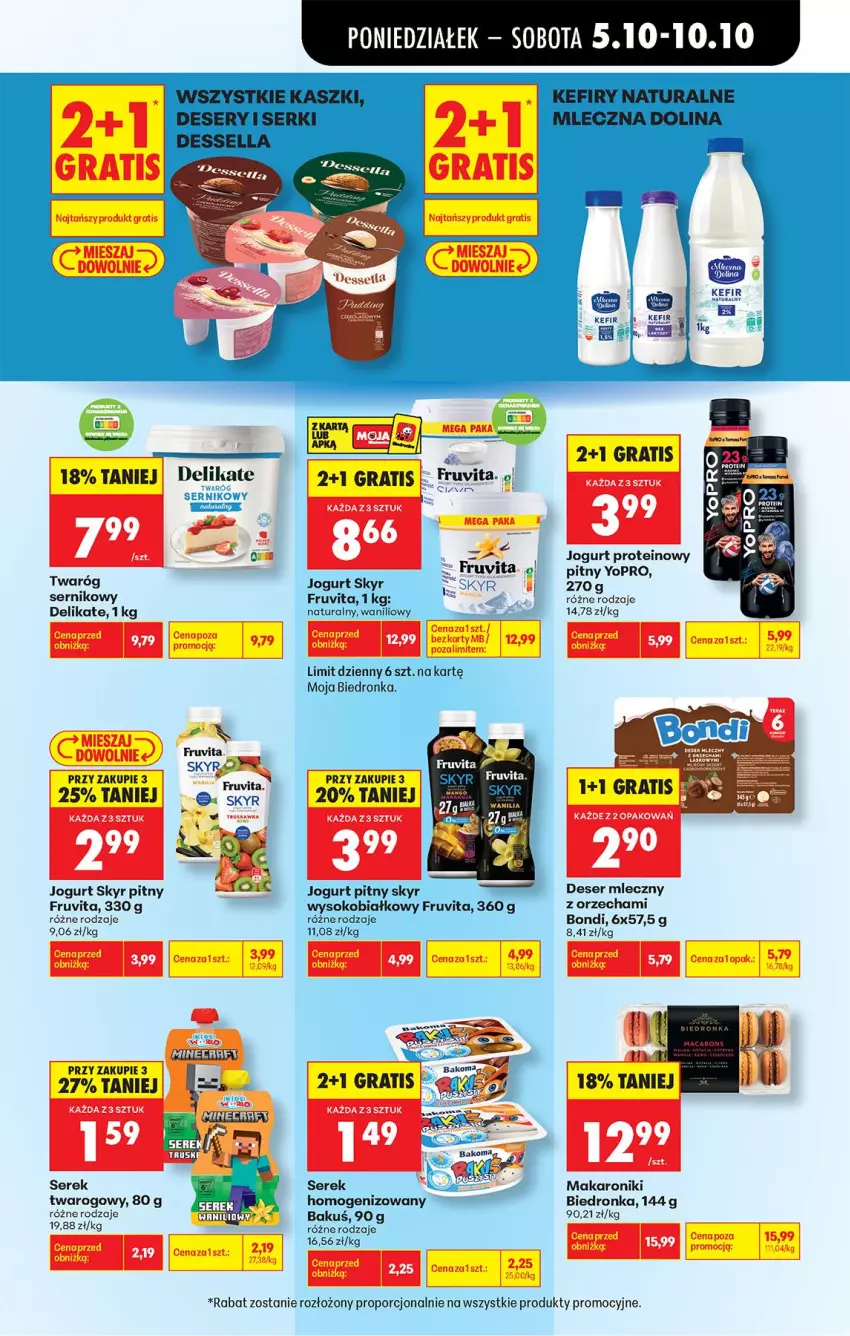 Gazetka promocyjna Biedronka - Od Poniedziałku - ważna 05.10 do 07.10.2026 - strona 54 - produkty: Deser, Deser mleczny, Fa, Gra, Jogurt, Jogurt pitny, Kefir, Koc, Makaron, Por, Ser, Serek, Serek homogenizowany, Serek twarogowy, Sok, Twaróg