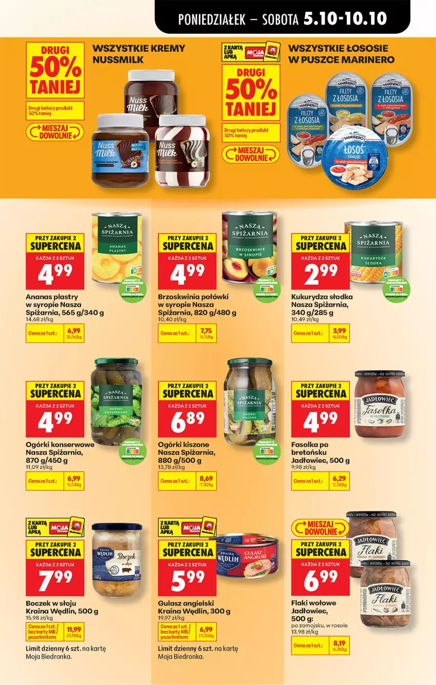 Gazetka promocyjna Biedronka - Od Poniedziałku - ważna 05.10 do 07.10.2026 - strona 60 - produkty: Ananas, Boczek, Brzoskwinie, Fa, Flaki, Flaki wołowe, Gra, Kukurydza, Ogórki konserwowe, Ser, Sos, Syrop