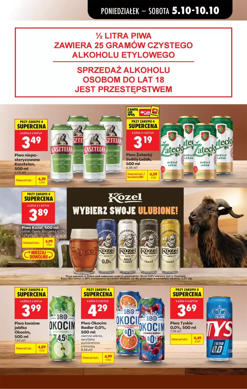 Gazetka promocyjna Biedronka - Od Poniedziałku - ważna 05.10 do 07.10.2026 - strona 72 - produkty: Kasztelan, Koc, Kozel, Okocim, Piwa, Piwo, Radler, Róze, Tyskie