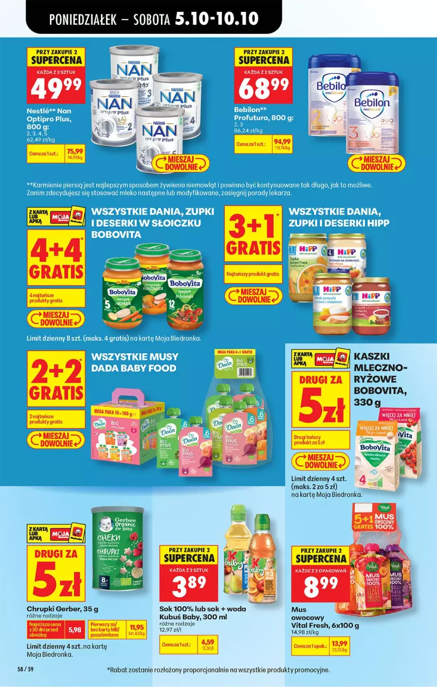 Gazetka promocyjna Biedronka - Od Poniedziałku - ważna 05.10 do 07.10.2026 - strona 77 - produkty: BoboVita, Chrupki, Gerber, Kubuś, Mus, Por, Ryż, Sok, Woda