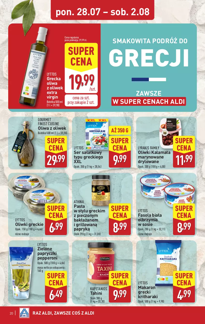 Gazetka promocyjna Aldi - Pełna oferta - ważna 28.07 do 02.08.2025 - strona 20 - produkty: Fa, Fasola, Gin, Grill, Makaron, Oliwa, Oliwa z oliwek, Oliwki, Piec, Sałat, Ser, Smakowita, Sos