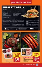Gazetka promocyjna Aldi - Pełna oferta - Gazetka - ważna od 02.08 do 02.08.2025 - strona 9 - produkty: Majonez, Ketchup, Cebula, Mięso mielone, Top, Sos, Ser, Sól, Rum, Por, Mus, Hamburger, Sałat, Kiełbaski białe, Pieprz, Burger, Kotlet, Nuty, Oliwa z oliwek, Grill, Bułka, Mięso, Oliwa