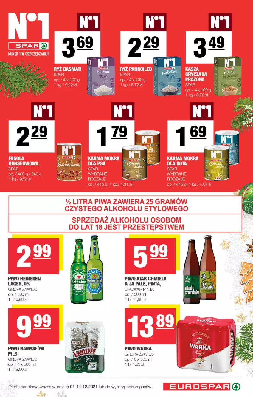 Gazetka promocyjna Spar - EuroSpar - ważna 28.11 do 08.12.2021 - strona 13 - produkty: Heineken, Namysłów, Piwo, Warka