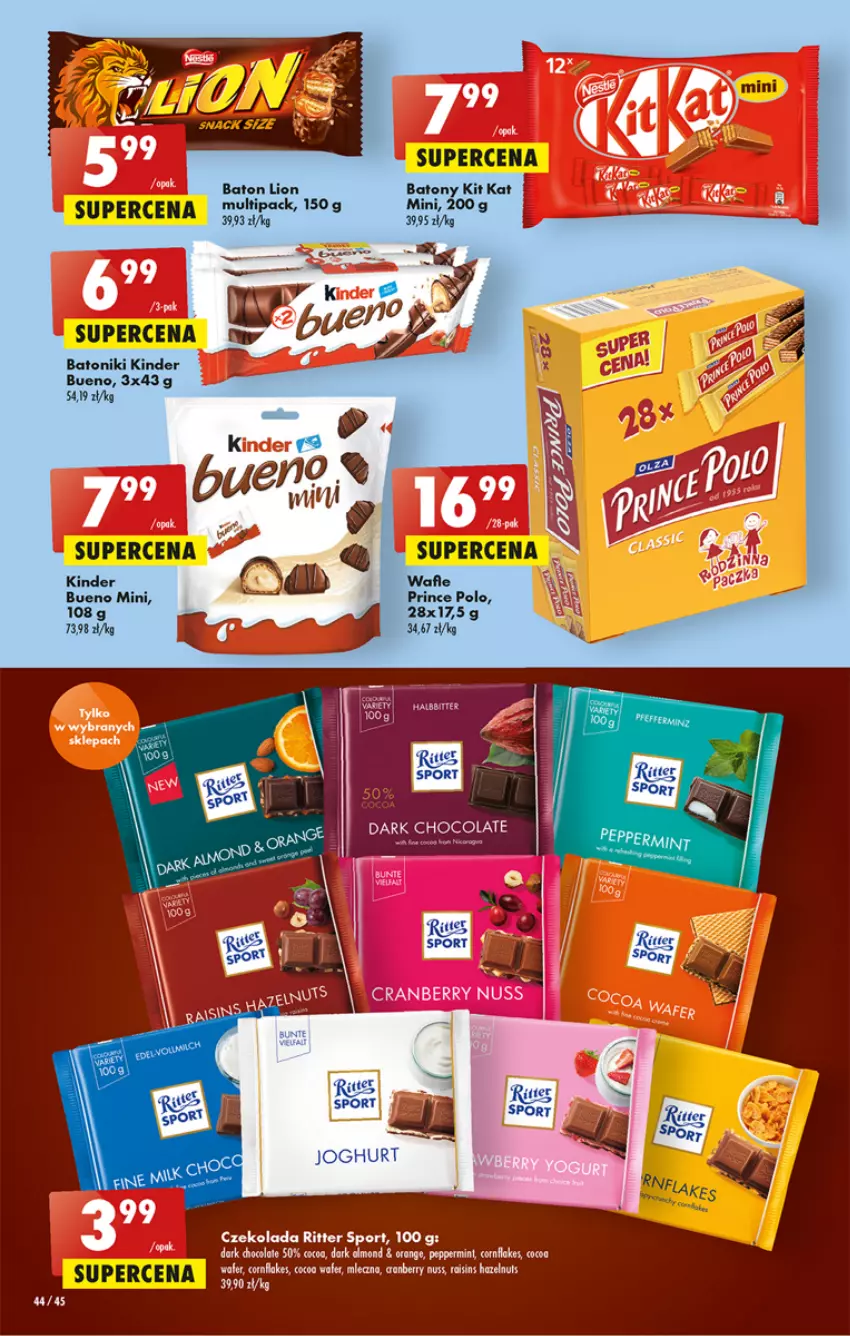 Gazetka promocyjna Biedronka - Gazetka - Biedronka.pl - ważna 08.12 do 14.12.2022 - strona 44 - produkty: Baton, Czekolada, Fa, Gin, Kinder, Kit Kat, Por, Prince Polo, Ritter Sport, Sport, Tonik, Wafle