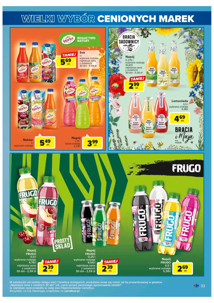 Gazetka promocyjna Carrefour - Gazetka Wielki wybór cenionych marek - ważna 30.05 do 10.06.2023 - strona 33 - produkty: Lemoniada, Napój, Sok