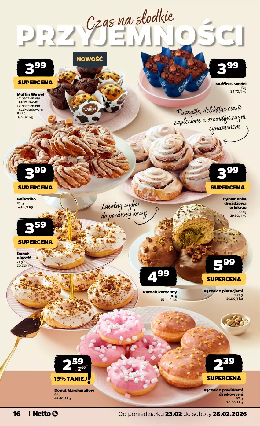 Gazetka promocyjna Netto - Od Poniedziałku - ważna 23.02 do 28.02.2026 - strona 16 - produkty: Donut, E. Wedel, Mars, Pączek, Por, Wawel