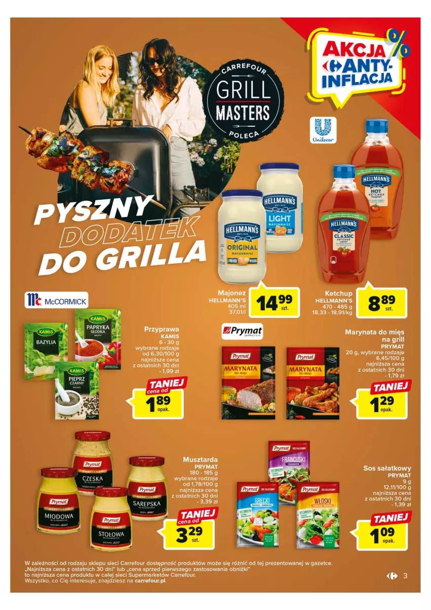 Gazetka promocyjna Carrefour - Gazetka Market - ważna 24.04 do 06.05.2023 - strona 3 - produkty: Gin, Grill, Kamis, Ketchup, Majonez, Prymat, Sałat, Sos