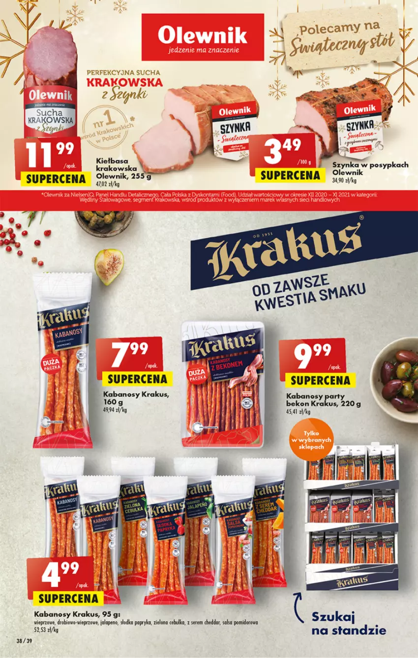 Gazetka promocyjna Biedronka - Gazetka - Biedronka.pl - ważna 15.12 do 21.12.2022 - strona 38 - produkty: Kabanos, Krakus, Olewnik, Papryka, Ser, Szynka