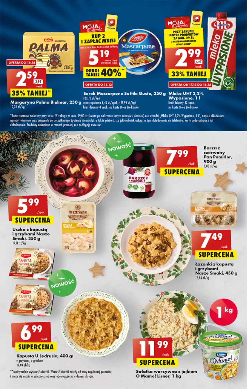 Gazetka promocyjna Biedronka - Gazetka - Biedronka.pl - ważna 15.12 do 21.12.2022 - strona 41 - produkty: Groch, Kapustą, Lisner, Margaryna, Mascarpone, Mleko, Palma, Por, Rama, Sałat, Sałatka, Sałatka warzywna, SEKO, Ser, Serek