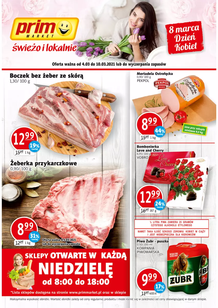 Gazetka promocyjna Prim Market - Gazetka - ważna 04.03 do 10.03.2021 - strona 1 - produkty: Boczek, Piwo, Sok