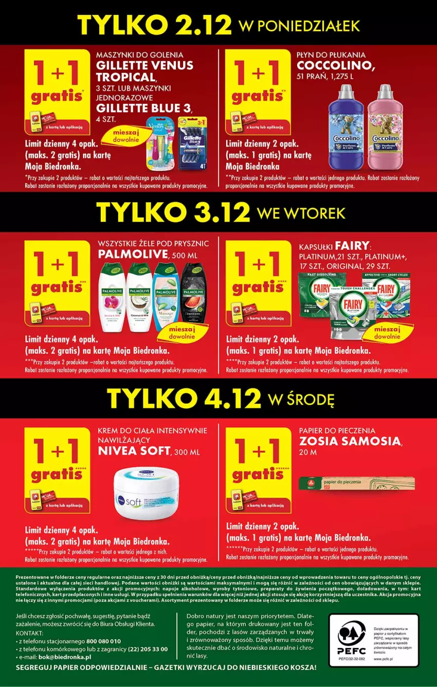 Gazetka promocyjna Biedronka - Od Poniedziałku - ważna 02.12 do 07.12.2024 - strona 64 - produkty: Coccolino, Fa, Fairy, Gillette, Gillette Venus, Gin, Gra, Kosz, Krem do ciała, Napoje, Nivea, Papier, Papier do pieczenia, Piec, Płyn do płukania, Por, Telefon, Tropical, Venus