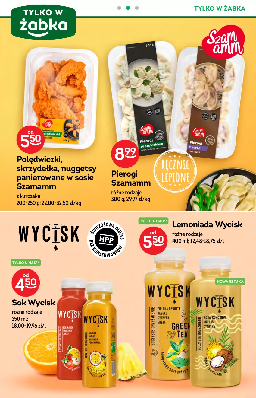 Gazetka promocyjna Żabka - ważna 09.06 do 22.06.2021 - strona 24 - produkty: Kurczak, Lemoniada, O nas, Pierogi, Sok, Sos