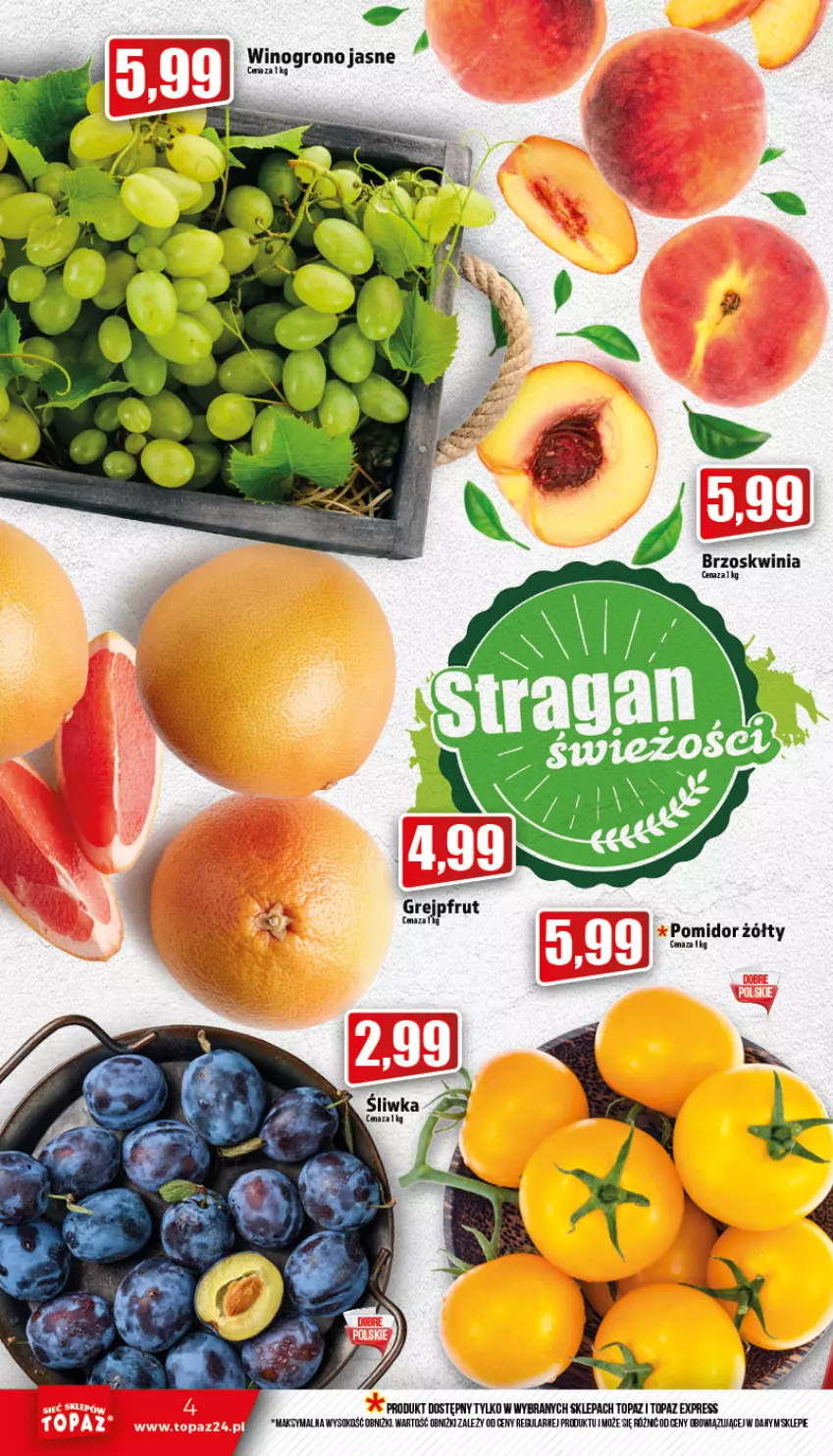 Gazetka promocyjna Topaz - Gazetka - ważna 01.09 do 07.09.2022 - strona 4 - produkty: Grejpfrut, Sok, Top, Wino