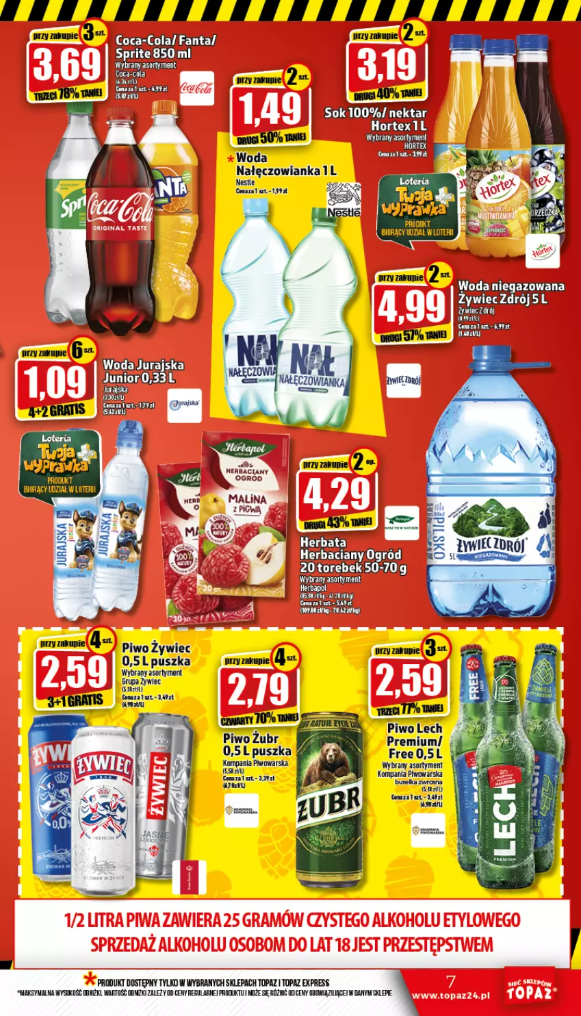 Gazetka promocyjna Topaz - Gazetka - ważna 01.09 do 07.09.2022 - strona 7 - produkty: Fa, Fanta, Nałęczowianka, Piwo, Sok, Top, Warka