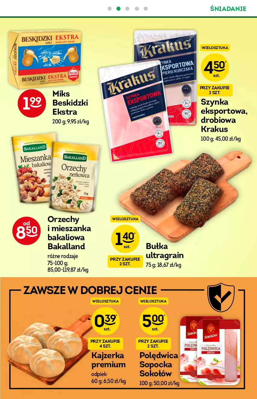 Gazetka promocyjna Żabka - ważna 25.08 do 31.08.2021 - strona 27 - produkty: Bakalland, Beskidzki, Bułka, Gra, Kajzerka, Krakus, Mieszanka bakaliowa, Polędwica, Por, Sok, Sokołów, Sport, Szynka