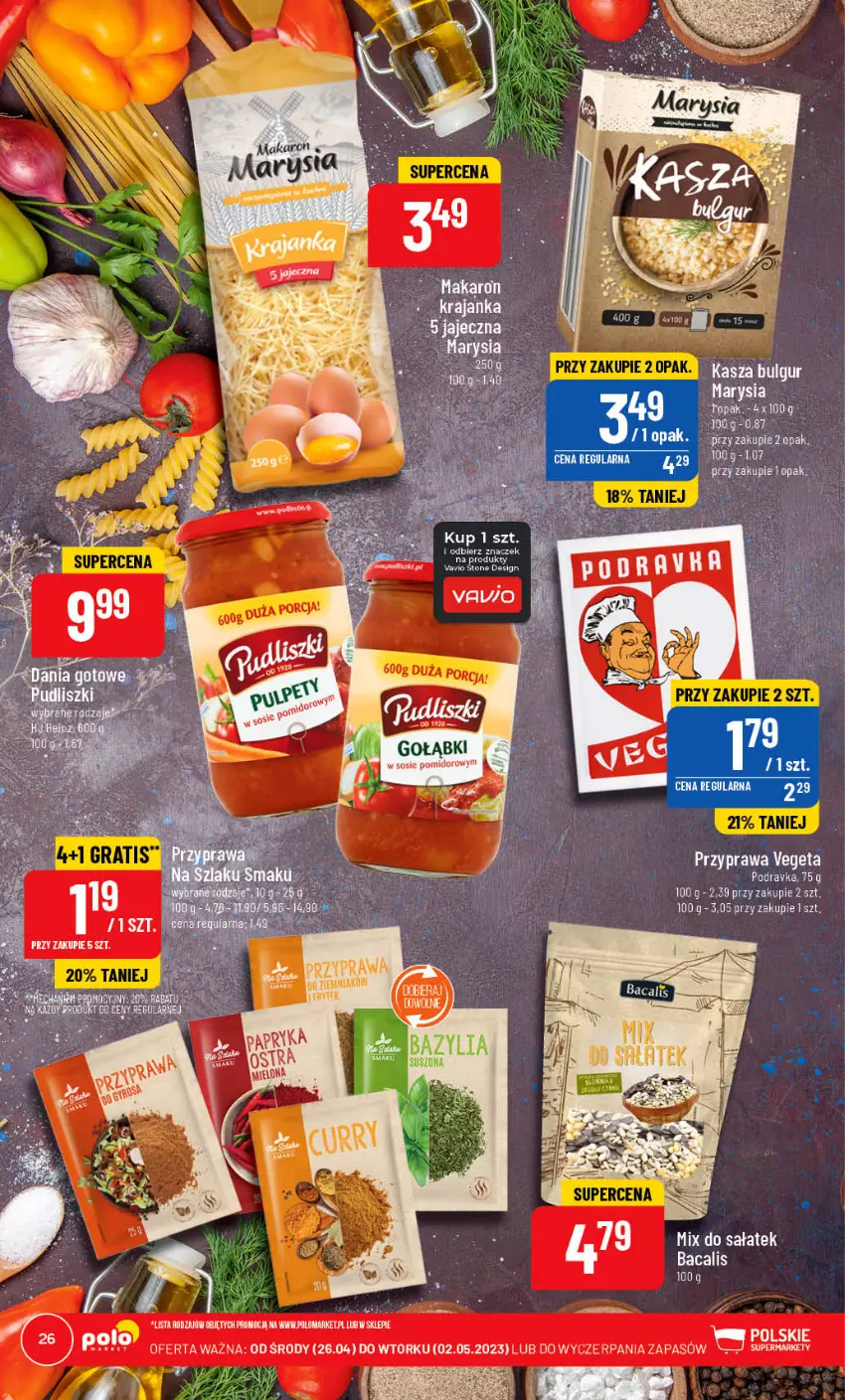 Gazetka promocyjna PoloMarket - Gazetka pomocyjna - ważna 26.04 do 02.05.2023 - strona 26 - produkty: Bulgur, Kasza, LG, Makaron, Podravka, Sałat, Sos, Vegeta