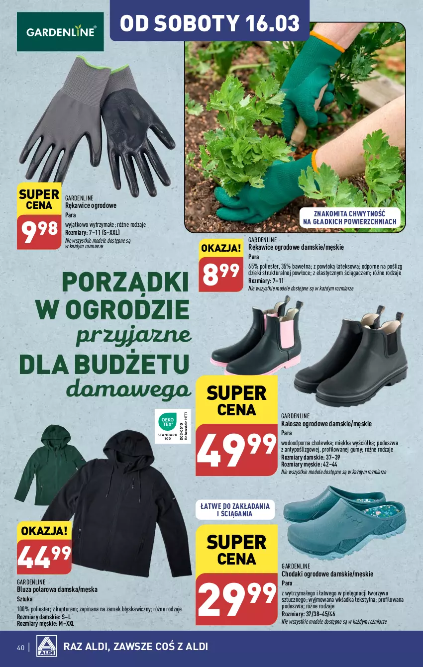 Gazetka promocyjna Aldi - Pełna oferta - ważna 11.03 do 16.03.2024 - strona 40 - produkty: Bluza, Bluza polarowa, Por, Rękawice, Wełna
