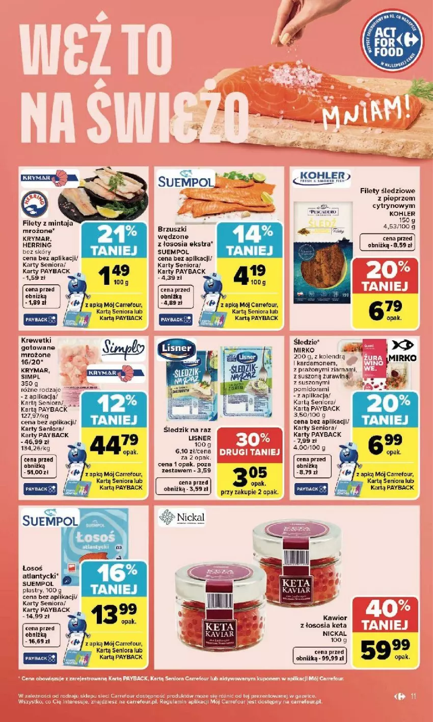 Gazetka promocyjna Carrefour - Gazetka Carrefour, Market od poniedziałku! - ważna 27.04 do 02.05.2026 - strona 13 - produkty: Kawior, Krewetki, Lisner, Mintaj, Pieprz, Sos, Suempol