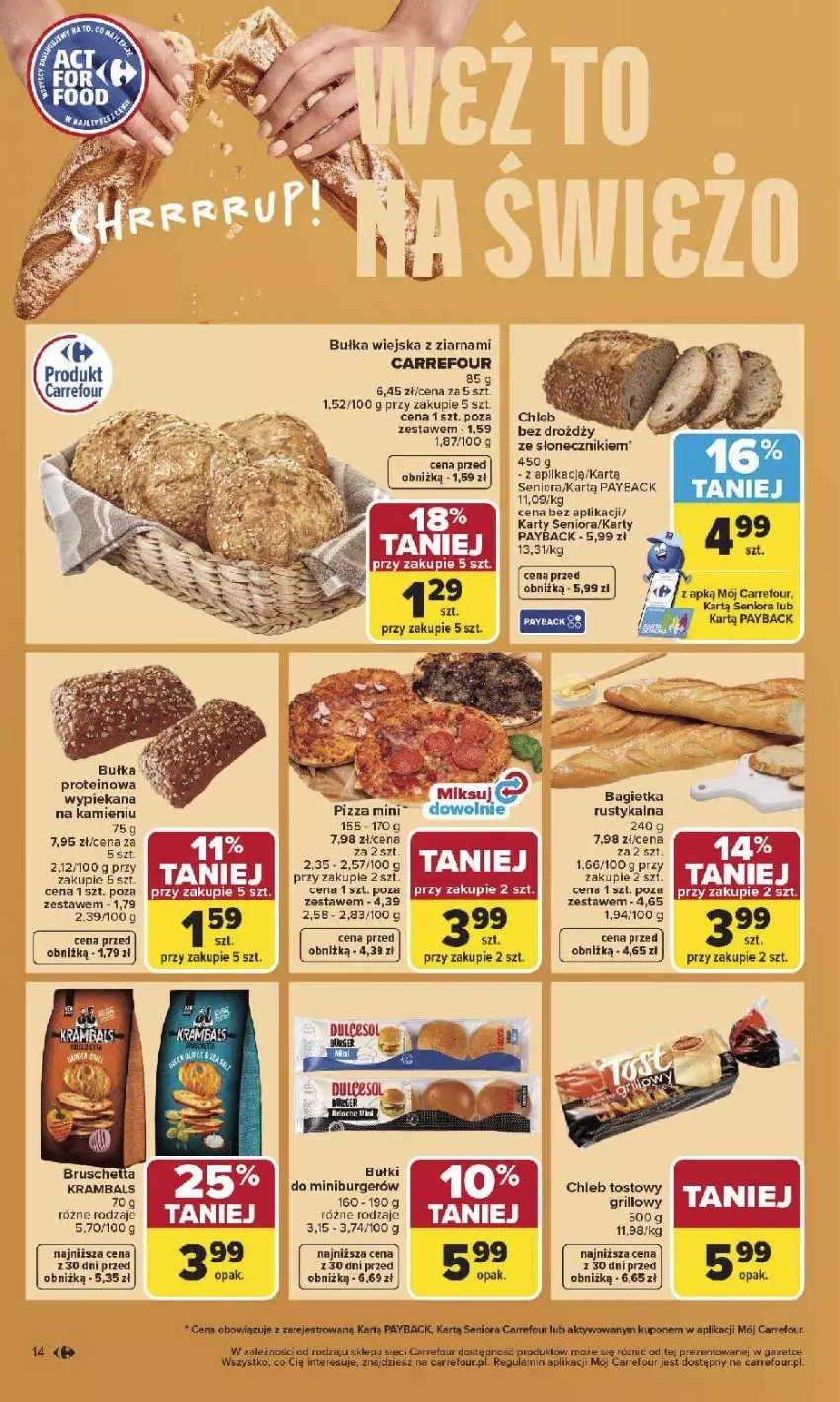 Gazetka promocyjna Carrefour - Gazetka Carrefour, Market od poniedziałku! - ważna 27.04 do 02.05.2026 - strona 16 - produkty: Bagietka, Bułka, Burger, Chleb, Chleb tostowy, Fa, Grill, Pizza, Rust, Ser