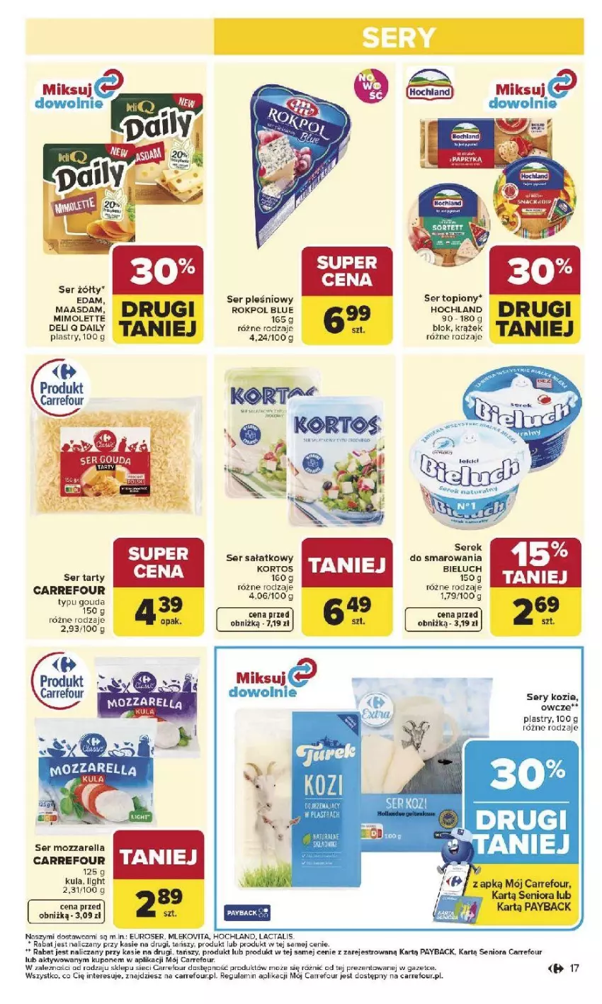 Gazetka promocyjna Carrefour - Gazetka Carrefour, Market od poniedziałku! - ważna 27.04 do 02.05.2026 - strona 19 - produkty: Bieluch, Edam, Gouda, Hochland, Mimolette, Mleko, Rokpol, Sałat, Ser, Ser pleśniowy, Serek, Woal