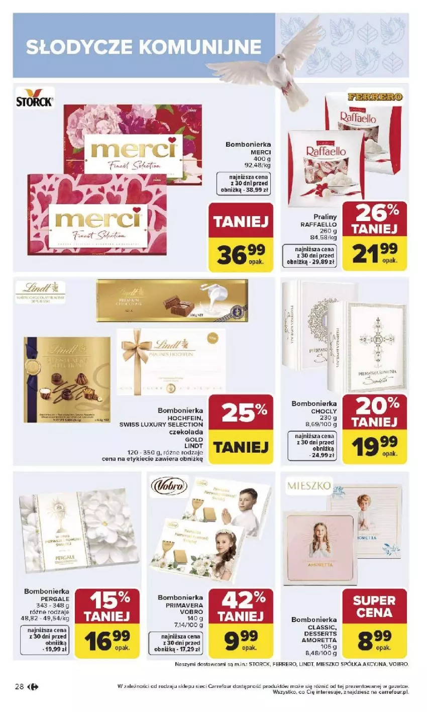 Gazetka promocyjna Carrefour - Gazetka Carrefour, Market od poniedziałku! - ważna 27.04 do 02.05.2026 - strona 30 - produkty: Czekolada, Fa, Ferrero, Lindt, Merci, Półka, Praliny, Prima, Primavera, Raffaello
