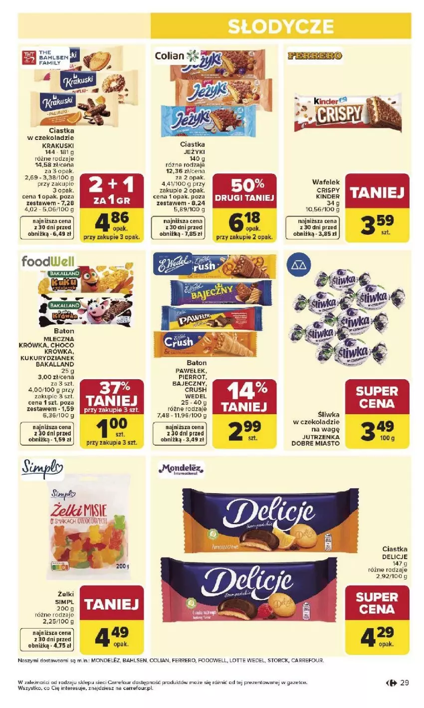 Gazetka promocyjna Carrefour - Gazetka Carrefour, Market od poniedziałku! - ważna 27.04 do 02.05.2026 - strona 31 - produkty: Bakalland, Ciastka, Delicje, Fa, Ferrero, HP, Kinder, Krakus, Krakuski, Wafelek