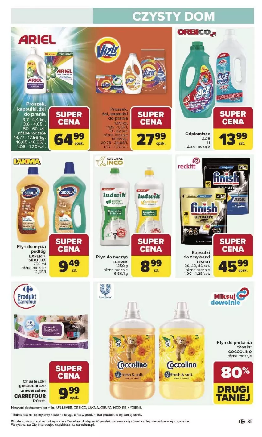 Gazetka promocyjna Carrefour - Gazetka Carrefour, Market od poniedziałku! - ważna 27.04 do 02.05.2026 - strona 37 - produkty: Ariel, BIC, Chusteczki, Fa, Finish, Ludwik, Odplamiacz, Płyn do mycia, Płyn do mycia podłóg, Płyn do płukania, Warka, Zmywarki