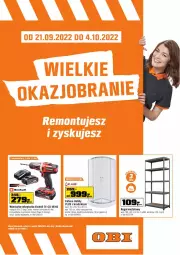 Gazetka promocyjna Obi - Gazetka OBI - Gazetka - ważna od 04.10 do 04.10.2022 - strona 1 - produkty: Cynk, Warka, Tarka, Regał, Wkręt, Wkrętarka, Brodzik, Regał metalowy, Hobby, Einhell