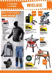 Gazetka promocyjna Obi - Gazetka OBI - Gazetka - ważna od 04.10 do 04.10.2022 - strona 4 - produkty: Przecinarka, Spodnie jeans, Kurtka, Kurtka robocza, Bluza polarowa, Warka, Silan, Obuwie, Spodnie, Przecinarka do glazury, Bosch, Bluza, Lazur, Einhell, HP