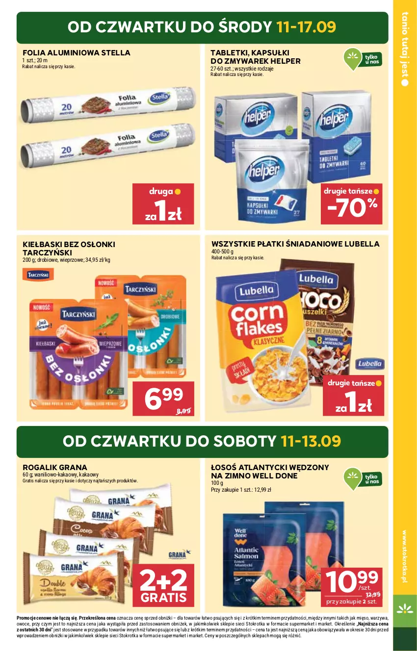 Gazetka promocyjna Stokrotka - otw bez lady - ważna 11.09 do 12.09.2025 - strona 3 - produkty: Bell, Bella, Danio, Folia aluminiowa, Gra, Kakao, Lubella, Mięso, Owoce, Rogal, Tablet, Tarczyński, Warzywa