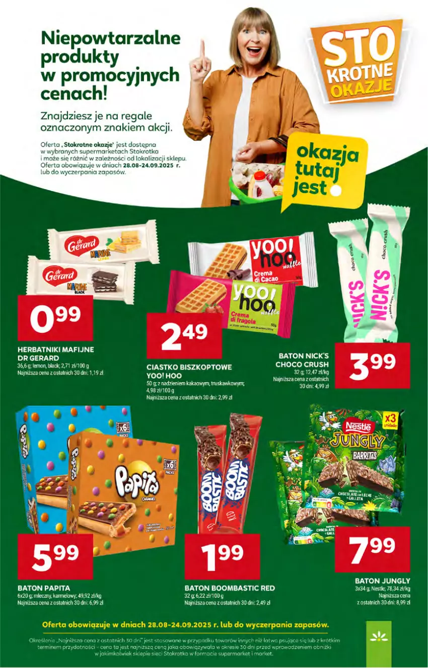 Gazetka promocyjna Stokrotka - otw bez lady - ważna 11.09 do 12.09.2025 - strona 42 - produkty: Baton, Dr Gerard, Herbatniki, Herbatniki Mafijne, Kakao, Lack, Miecz