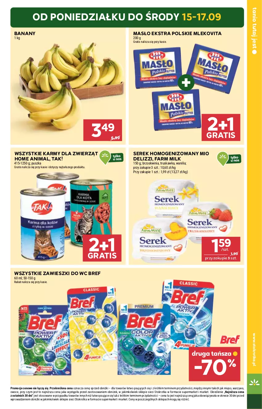 Gazetka promocyjna Stokrotka - otw bez lady - ważna 11.09 do 12.09.2025 - strona 5 - produkty: Banany, Bref, Fa, Farm Milk, Gra, Masło, Mięso, Mleko, Mlekovita, Owoce, Ser, Serek, Serek homogenizowany, Warzywa, Zawieszki