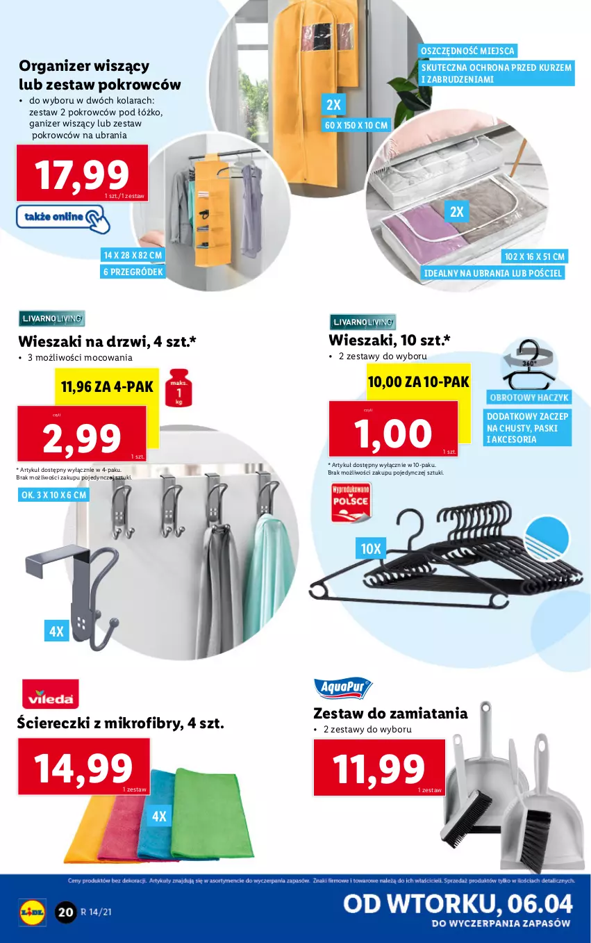 Gazetka promocyjna Lidl - GAZETKA - ważna 06.04 do 10.04.2021 - strona 20 - produkty: Drzwi, Organizer, Pościel, Ubrania, Wieszak