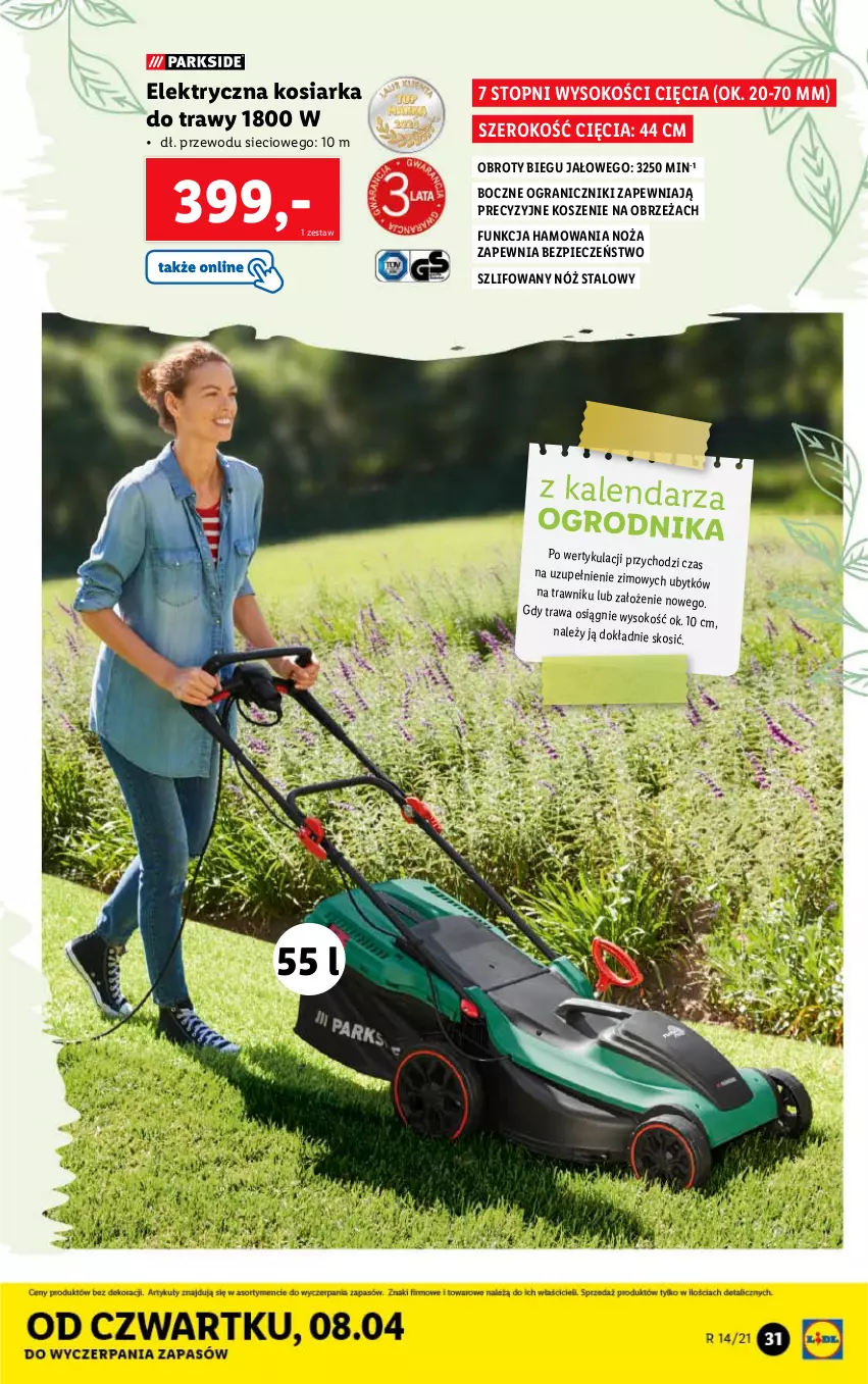 Gazetka promocyjna Lidl - GAZETKA - ważna 06.04 do 10.04.2021 - strona 31 - produkty: Gra, Kalendarz, Kosiarka, Kosz, Noż, Piec, Sok, Top