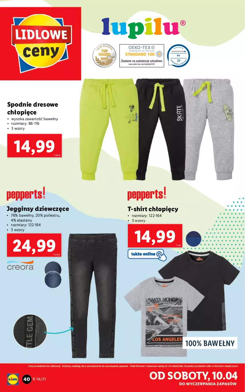 Gazetka promocyjna Lidl - GAZETKA - ważna 06.04 do 10.04.2021 - strona 40 - produkty: Dres, Gin, Sok, Spodnie, Spodnie dresowe, T-shirt