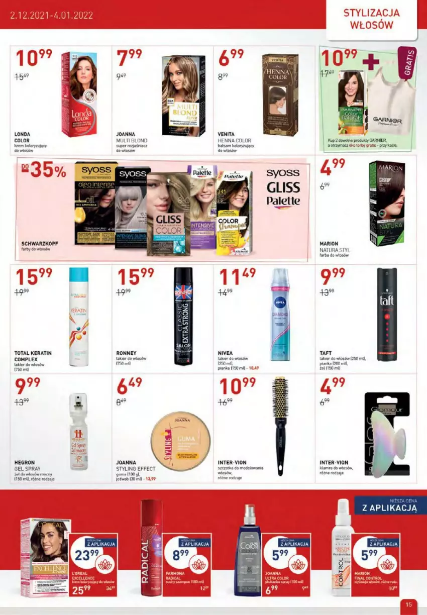 Gazetka promocyjna Drogerie Jawa - ważna 02.12 do 04.01.2021 - strona 15 - produkty: Fa, Garnier, Gra, Hegron, Joanna, Joanna styling, Lakier, Lakier do włosów, Nivea, Schwarzkopf, Taft, Total Keratin