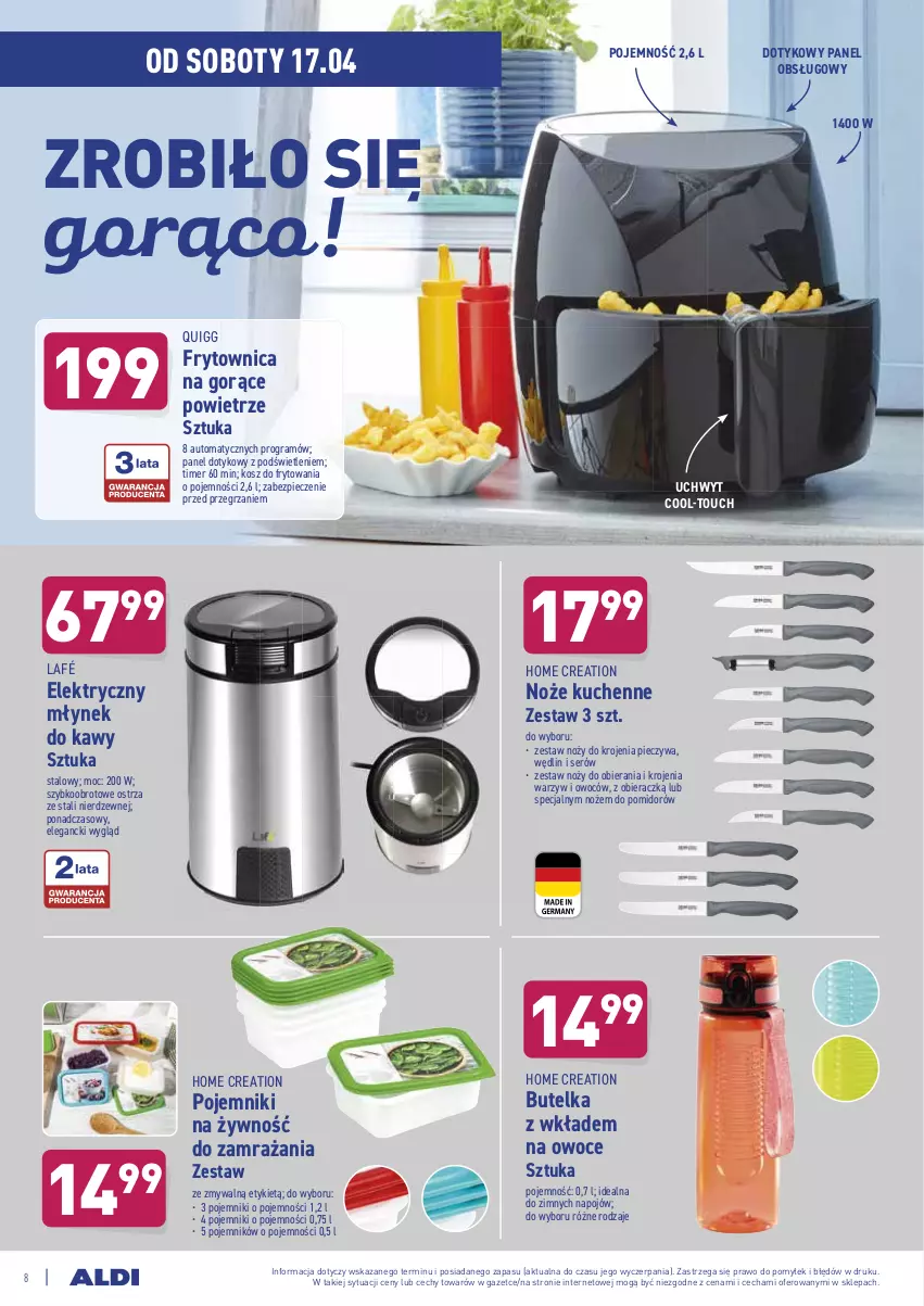 Gazetka promocyjna Aldi - ważna 14.04 do 17.04.2021 - strona 8 - produkty: Gra, Kosz, Młynek, Młynek do kawy, Noż, Owoce, Piec, Pojemnik, Ser