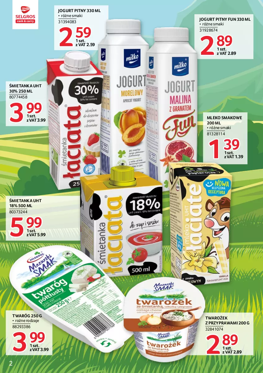 Gazetka promocyjna Selgros - Markowe produkty - ważna 16.02 do 01.03.2023 - strona 2 - produkty: Jogurt, Jogurt pitny, Mleko, Mleko smakowe, Twaróg